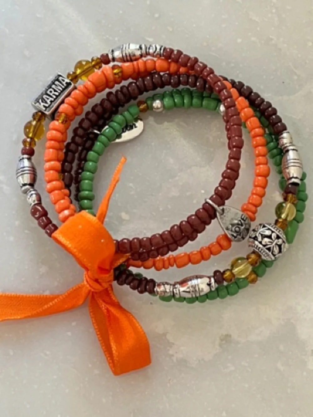 Karma Love Bohemian Beaded Wrap Bracelet Set - *NIP